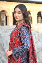 Indigo Bloom 3- Piece Printed Khaddar Suit
